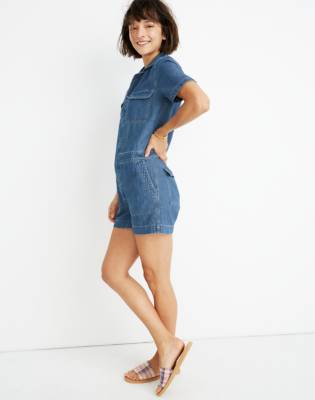 denim coverall romper