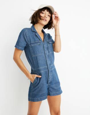 madewell denim coverall jumpsuit