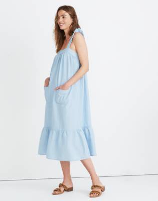 denim tiered maxi dress