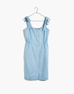 denim tie up dress