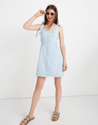 denim tie up dress