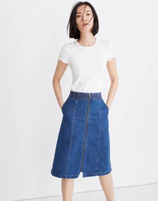 madewell denim midi skirt