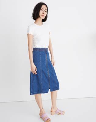 mid length denim skirts easy