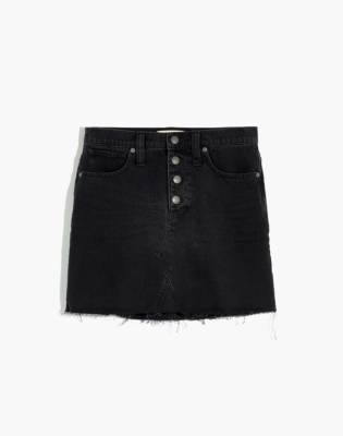 black denim a line mini skirt