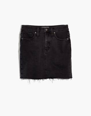 white stretch denim mini skirt