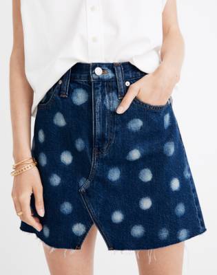 spotty denim skirt