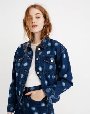 polka dot denim jacket