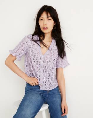 madewell eyelet ruffle top