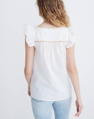 madewell ruffle sleeve bib top