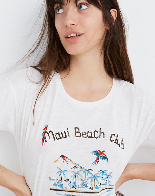 Madewell Maui Beach Club Graphic Whisper Cotton Crewneck Tee-S-NWT