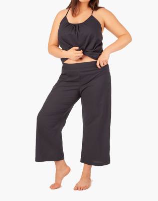 wide leg cropped lounge pants