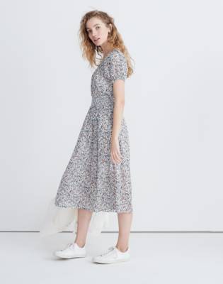 smocked waist midi dress