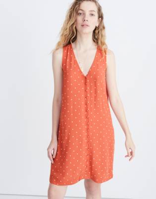 polka dot button front dress