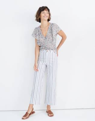 striped wide leg cropped pants