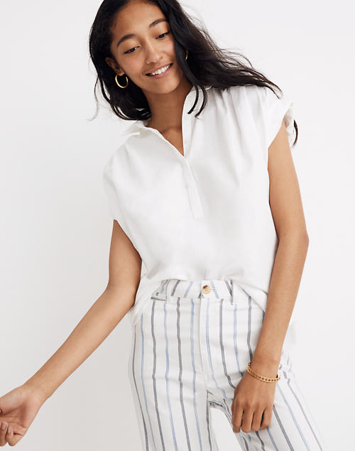 Central Popover Shirt in Eyelet White in eyelet white image 1