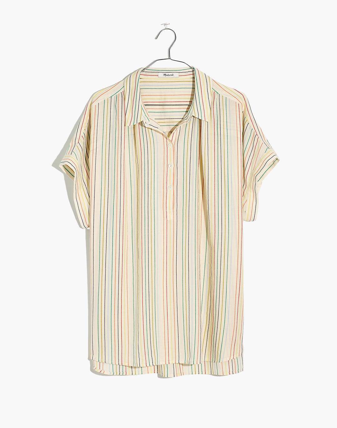 Central Popover Shirt in Textural Rainbow Stripe