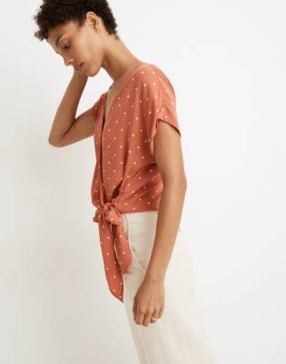 polka dot wrap top