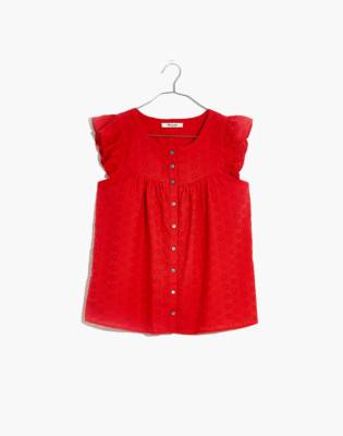 madewell ruffle sleeve bib top