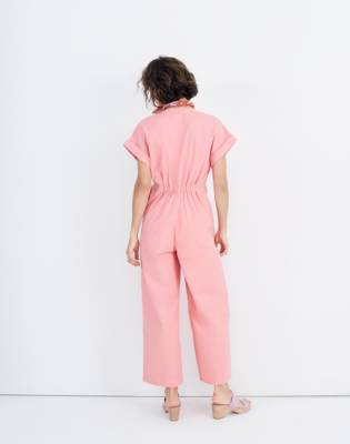 pink button jumpsuit
