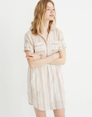 madewell striped shirt dress