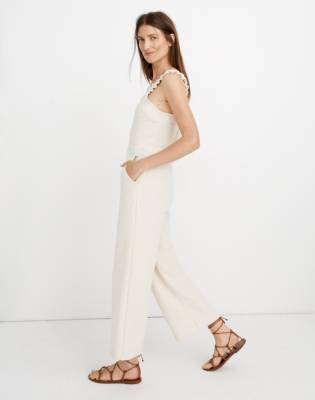 madewell ruffle strap jumpsuit