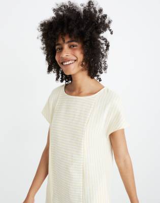 madewell stripe play button back dress