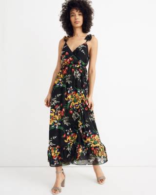 madewell ruffle strap wrap dress