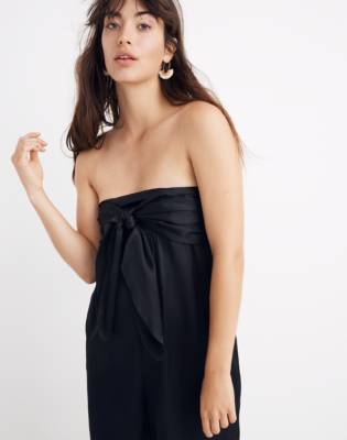 strapless tie front jumpsuit