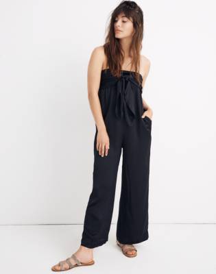 tie front black jumpsuit