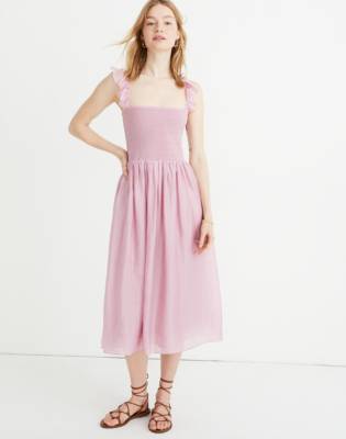 madewell ruffle strap dress