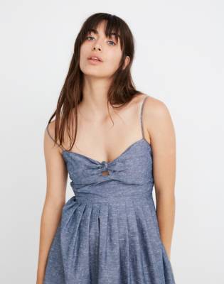 chambray tie front dress