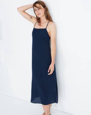 silk slip midi dress