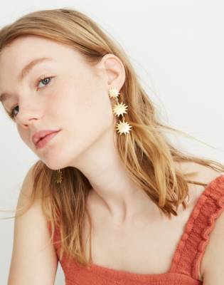 Sunbeam Tiered Earrings in vintage gold image 2