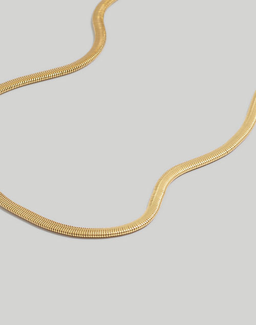 Vintage Light Gold Herringbone Chain Thin Gold Herringbone Necklace Gold Snake Chain Herringbone Jewelry Flat Snake Chain