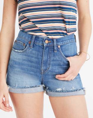 high rise jeans shorts