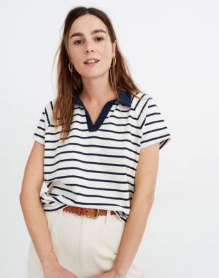 Boxy Polo Tee in Underhill Stripe