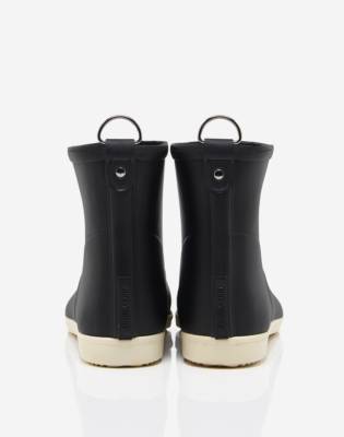 black ankle rain boots