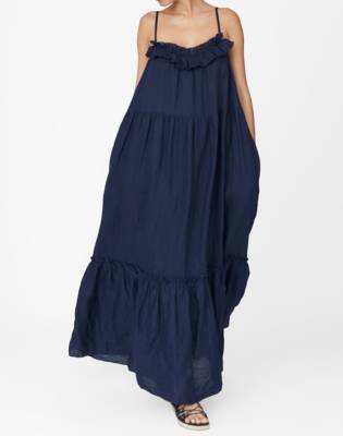 navy tiered maxi dress