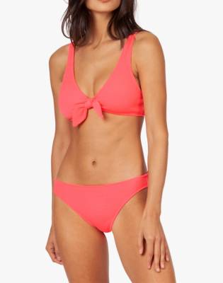 red tie front bikini top