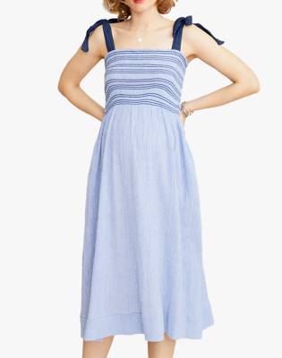 madewell tie strap midi dress