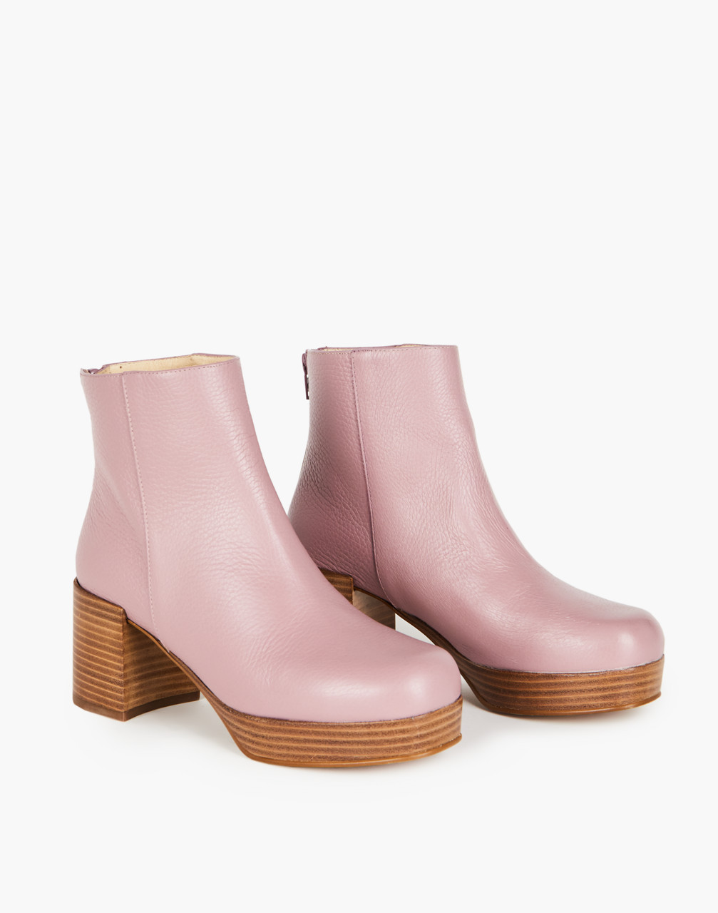 Mw Intentionally Blank Leather Speed Platform Boots In Lilac