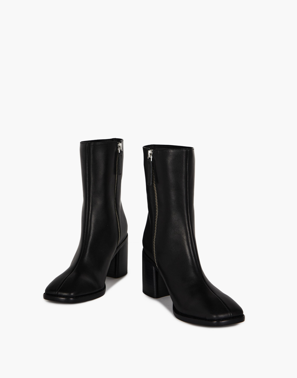 Mw Intentionally Blank Leather Contour Boots In Black