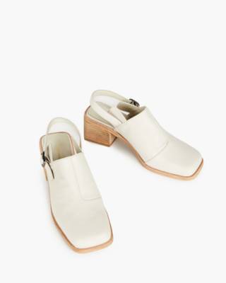 Mw Intentionally Blank Leather Marty 2 Heels In Cream