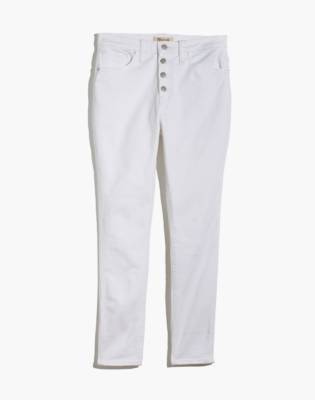 button front white jeans