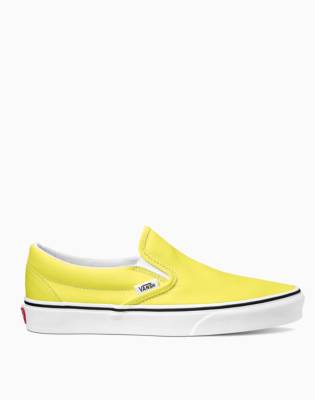plain yellow slip on vans