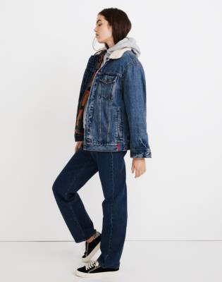 Madewell x Kule Sherpa-Lined Oversized Jean Jacket in kule indigo image 2