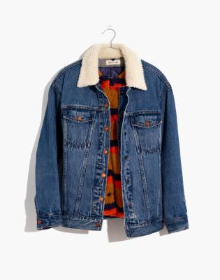 Madewell x Kule Sherpa-Lined Oversized Jean Jacket in kule indigo image 5