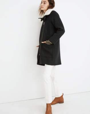 Eldridge Zip Coat in Insuluxe Fabric in caviar dk grey melange image 2