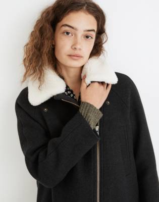 Eldridge Zip Coat in Insuluxe Fabric in caviar dk grey melange image 4