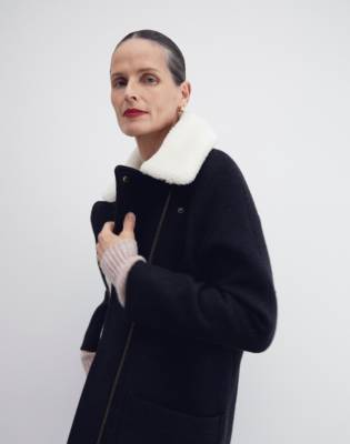 Eldridge Zip Coat in Insuluxe Fabric in caviar dk grey melange image 5